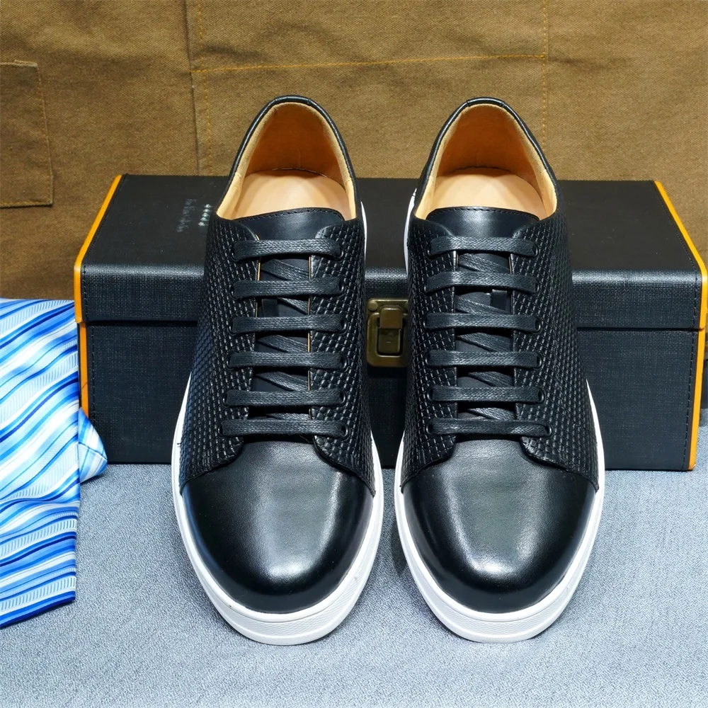 Size 38 To 50 Classic Men's Casual Shoes Genuine Leather Lace-up Sneakers Flat Derby Shoes Driving Shopping Work Shoes for Men