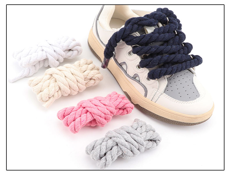 New Fashion Bold 10MM Width Round Linen Shoelaces for Sneakers Suitable Board Shoes Canvas AF1/AJ Round Shoes Boot Shoelace