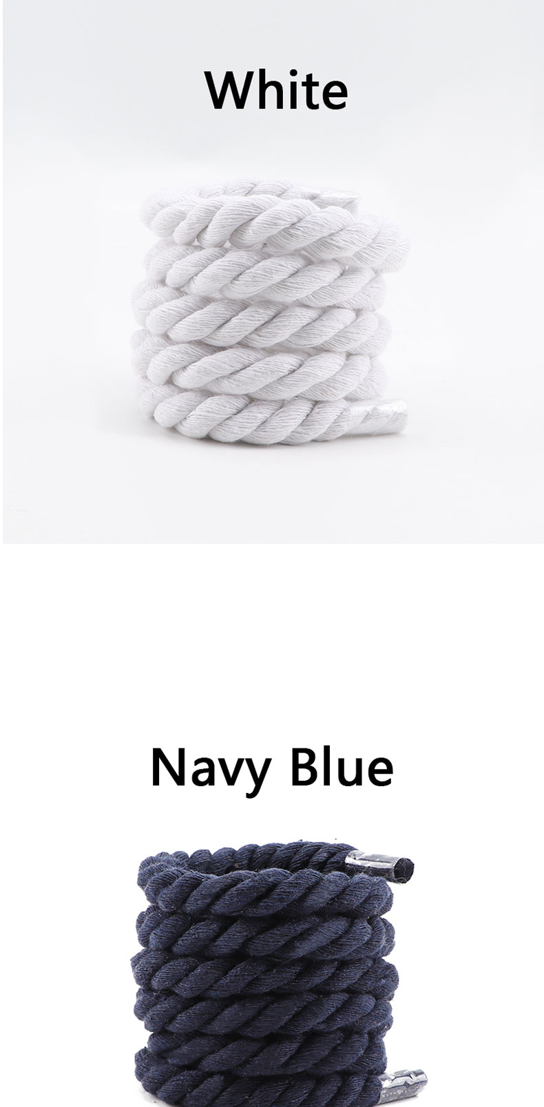 New Fashion Bold 10MM Width Round Linen Shoelaces for Sneakers Suitable Board Shoes Canvas AF1/AJ Round Shoes Boot Shoelace