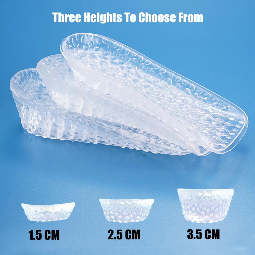 Silicone Heightening Insoles for Shoes Men Arch Support Pad Increase Height Gel Shoe Insoles Women Invisible Heel Lift Inserts
