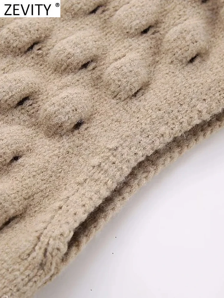 Zevity 2023 Women Fashion Sleeveless High Collar Texture Knitting Vest Sweater Female Irregular Crop Pullovers Coat Tops SW5527