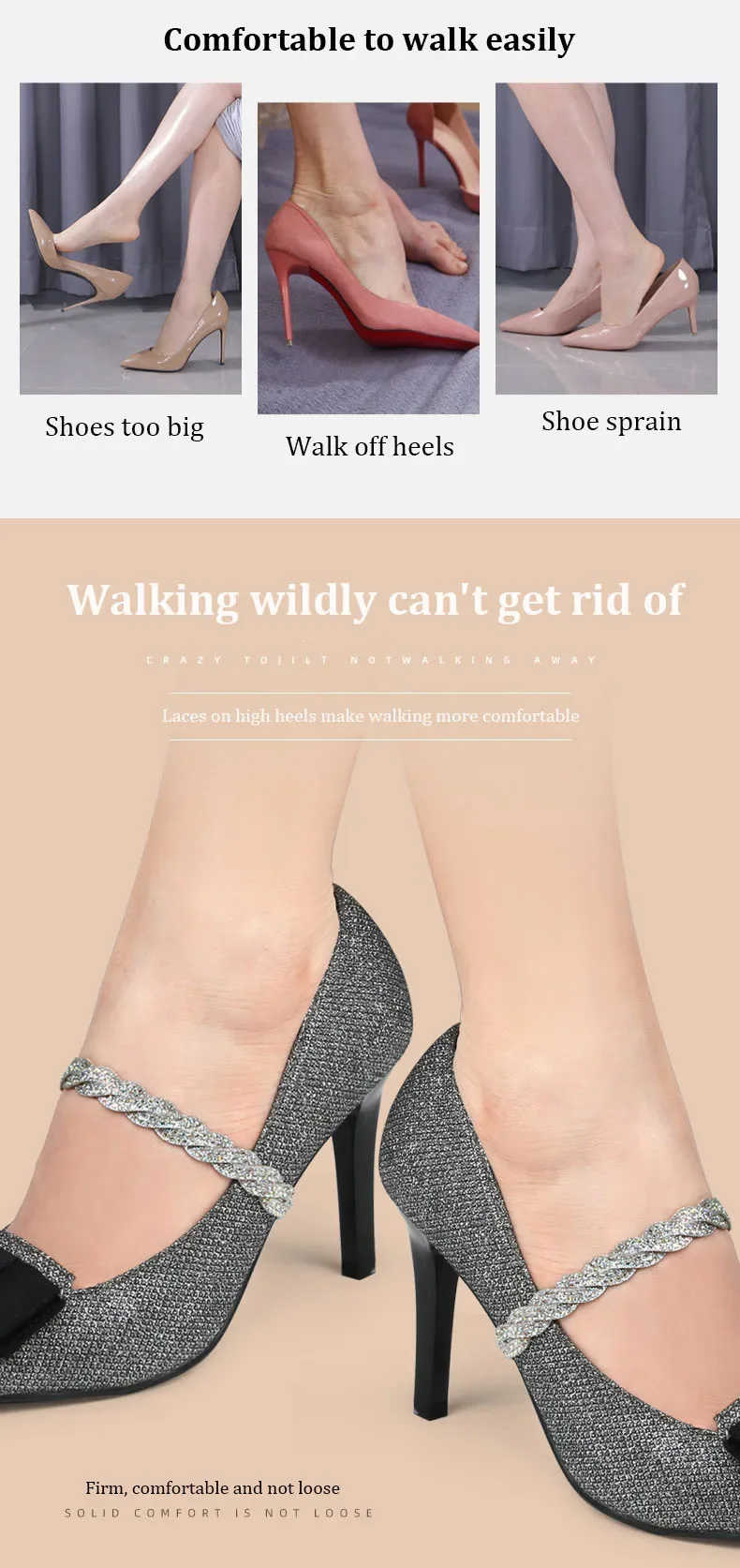 Luxury Rhinestones Women Shoelaces for Heels Ankle Shoes Belt Holding Bundle Shoelace Sandals Elastic laces Shoe Accessories