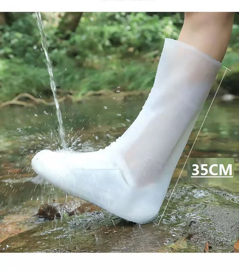 Tall Visitor Overshoes High Tube Galoshes Waterproof Shoes Cover Slip Resistant Overshoes Rain Boots Protector Long Shoe Covers