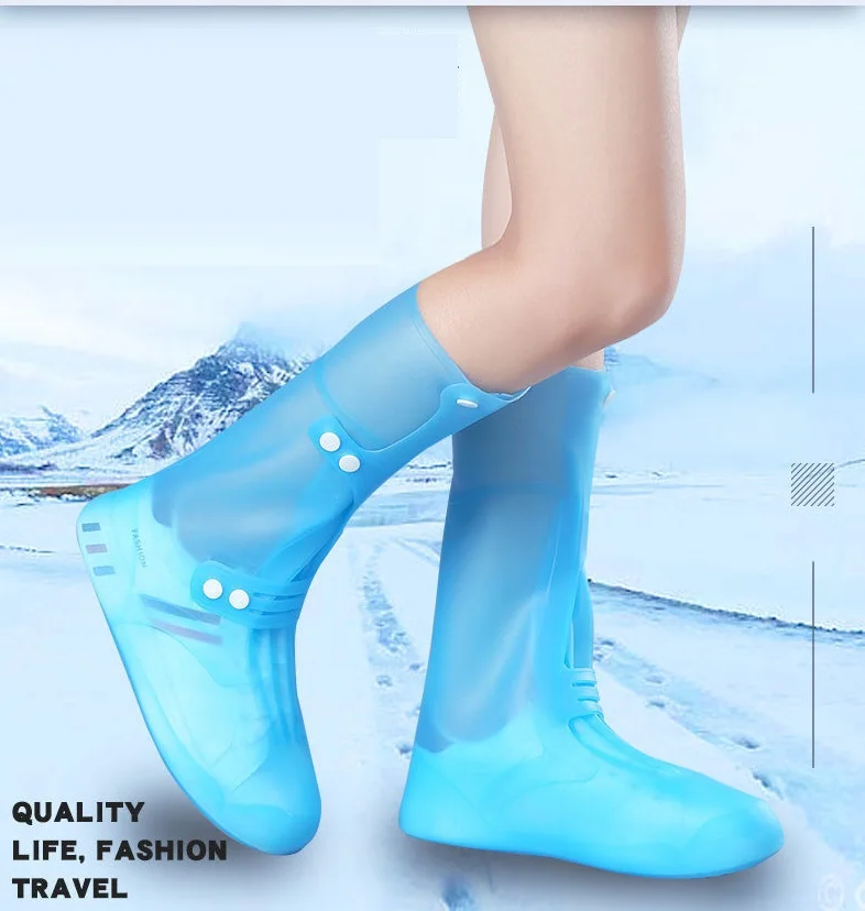 Tall Visitor Overshoes High Tube Galoshes Waterproof Shoes Cover Slip Resistant Overshoes Rain Boots Protector Long Shoe Covers