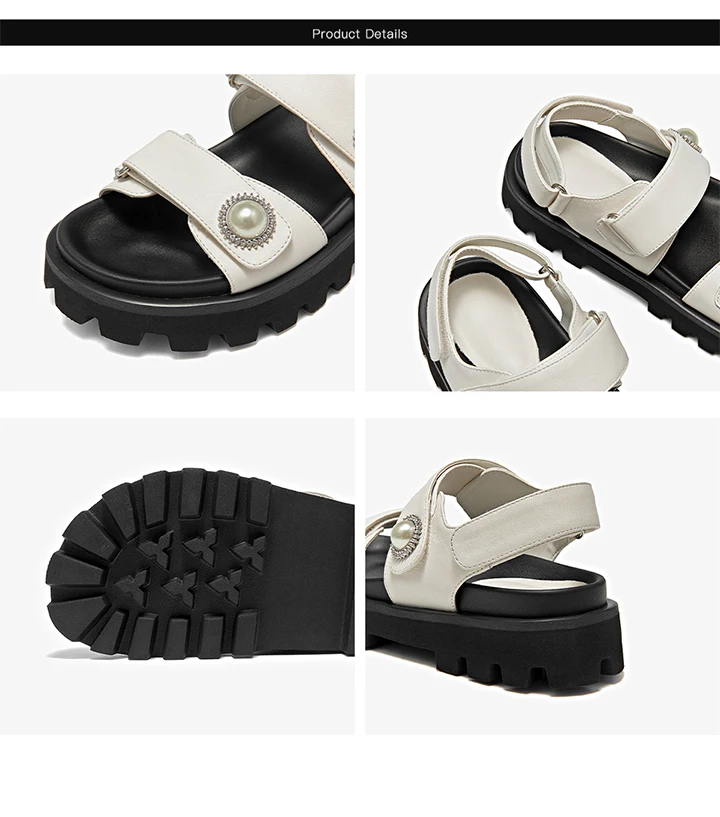 BEAUTODAY Casual Platform Sandals Women Genuine Leather Silver Solid Thick Sole Outdoor Summer Beach Ladies Shoes Handmade 38537