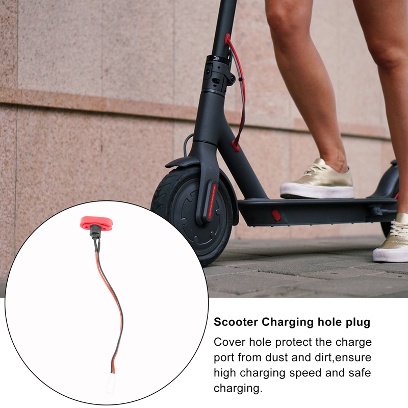 For M365 Electric Scooter Charging Hole Cover with Charging Cable Charging Port Plastic Waterproof Cover