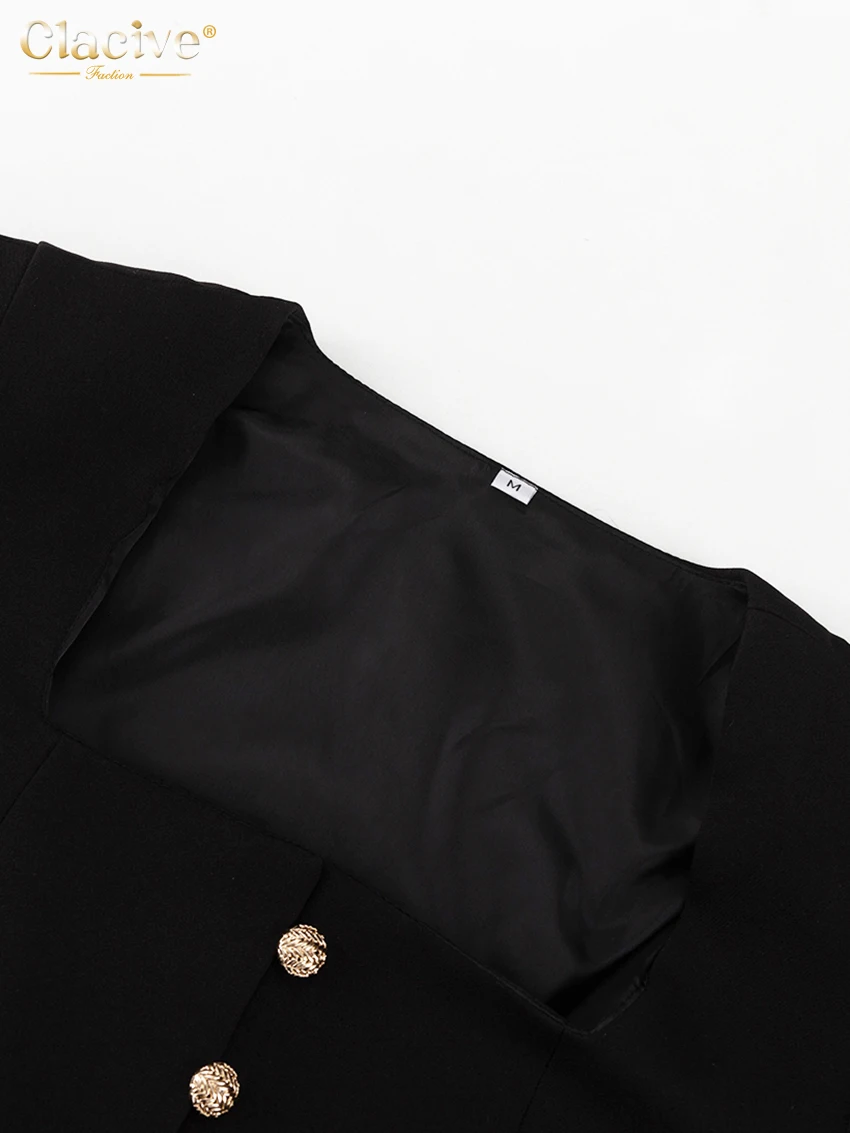 Clacive Bodycon Black Office Women's Shirt Fashion Square Collar Long Sleeve Shirts Elegant Classic Solid Tops Female Clothing