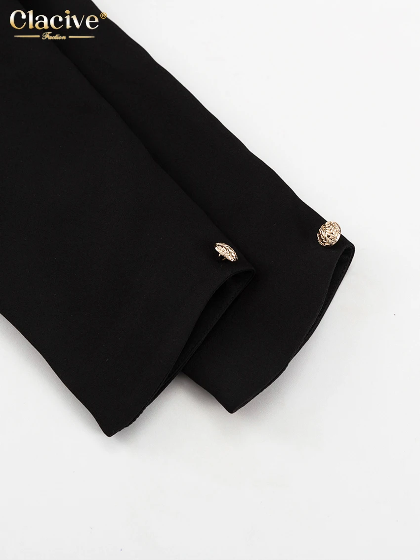 Clacive Bodycon Black Office Women's Shirt Fashion Square Collar Long Sleeve Shirts Elegant Classic Solid Tops Female Clothing