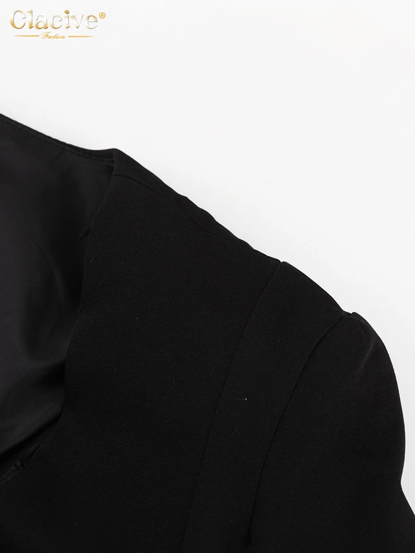 Clacive Bodycon Black Office Women's Shirt Fashion Square Collar Long Sleeve Shirts Elegant Classic Solid Tops Female Clothing