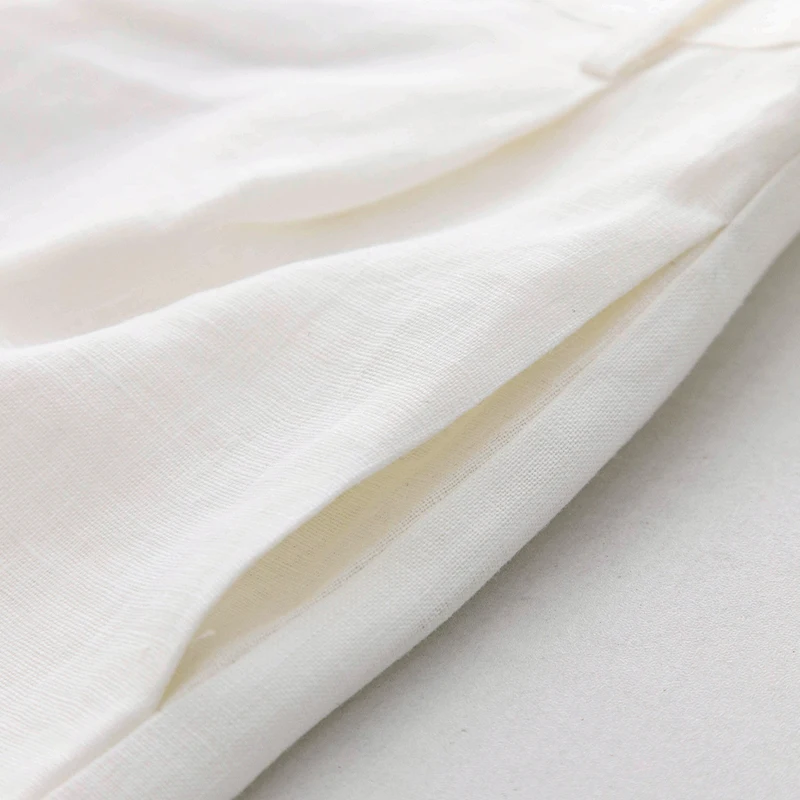 2026 Summer 100% Linen Women's Shorts Casual High Waist Wide Leg Button Up Elegant Ol Short Pants Femme