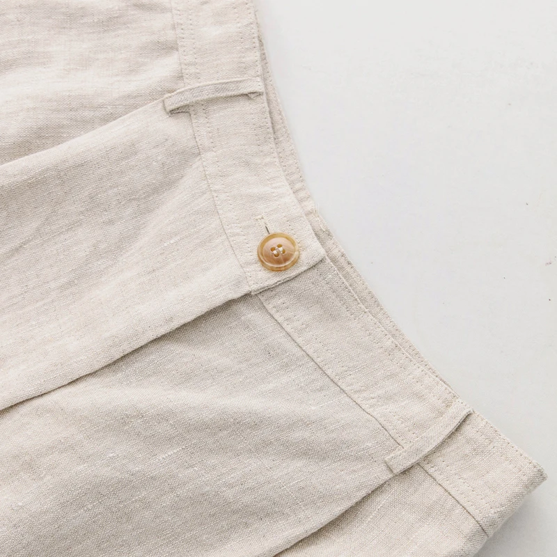 2026 Summer 100% Linen Women's Shorts Casual High Waist Wide Leg Button Up Elegant Ol Short Pants Femme