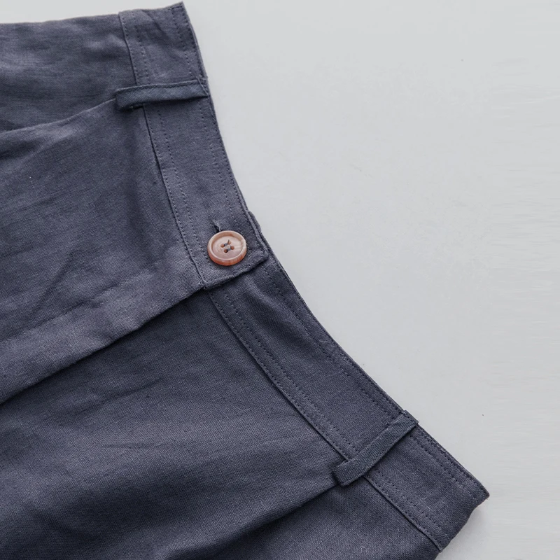 2026 Summer 100% Linen Women's Shorts Casual High Waist Wide Leg Button Up Elegant Ol Short Pants Femme