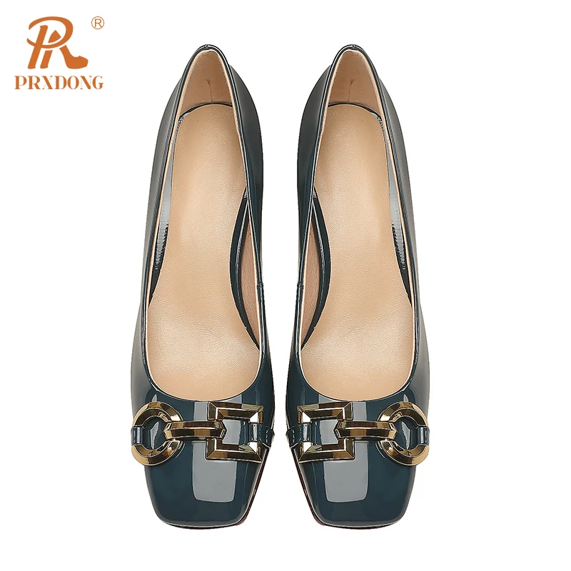 PRXDONG New Women's Shoes 2024 Fashion Spring Summer Genuine Leather High Heel Black Blue Dress Office Lady Pumps Big Size 34-41