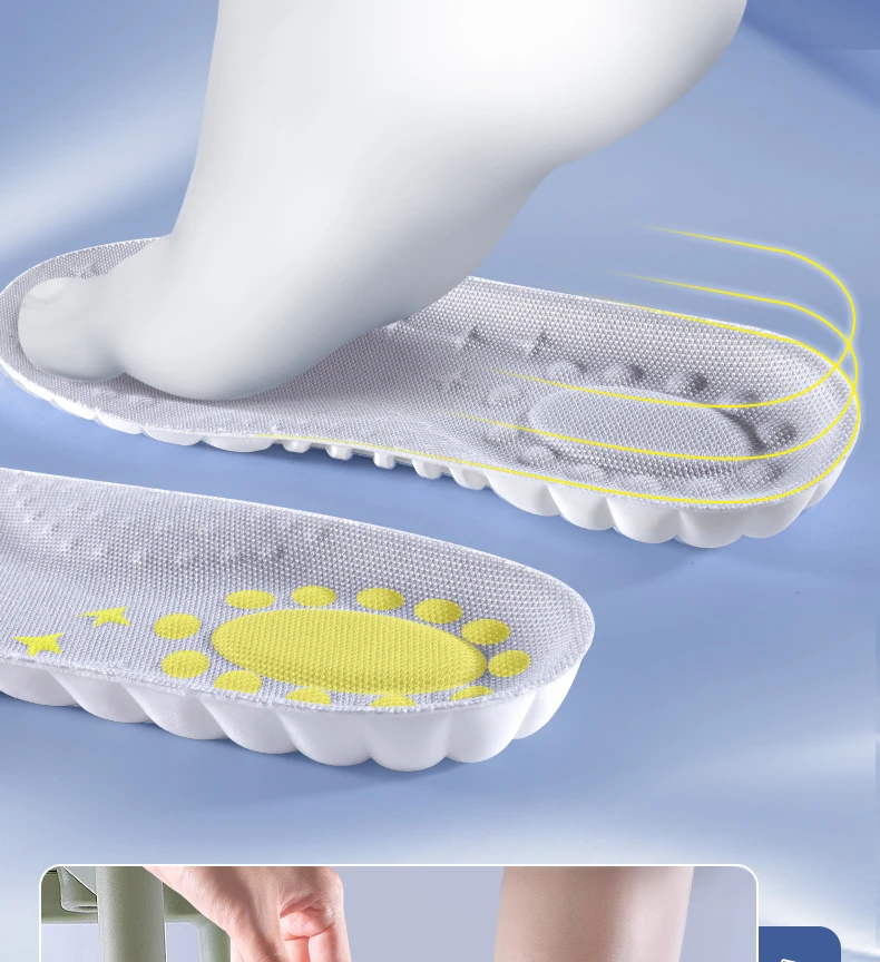 High Elasticity Latex Sport Insoles Soft Shoe Pads Arch Support Orthotic Insoles Breathable Deodorant Shock Absorption Cushion
