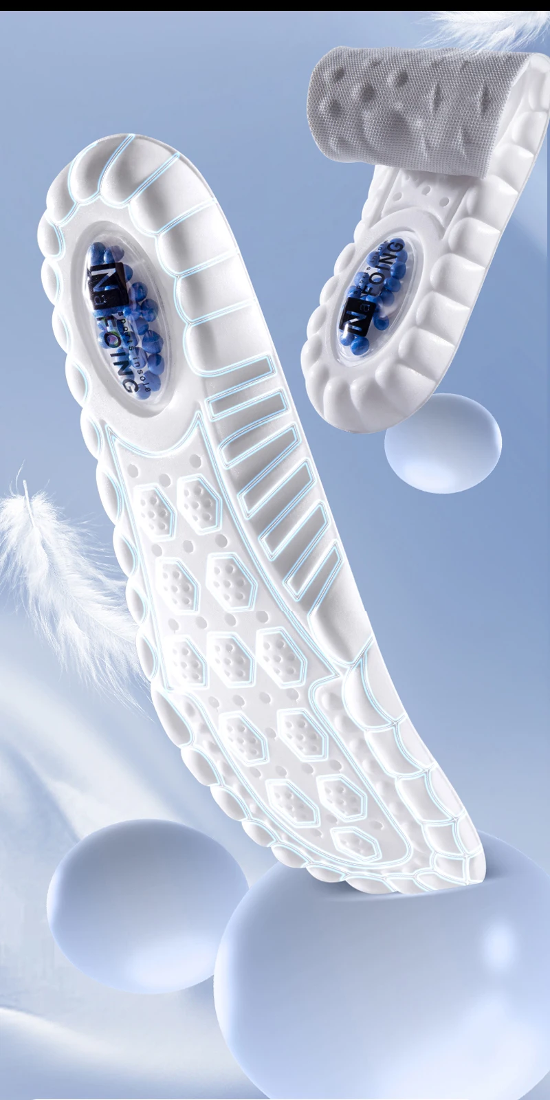 High Elasticity Latex Sport Insoles Soft Shoe Pads Arch Support Orthotic Insoles Breathable Deodorant Shock Absorption Cushion