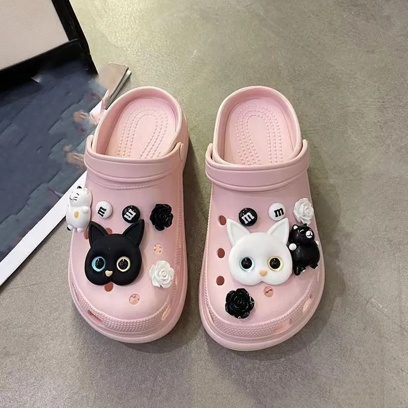 Lovely Cartoon Cat Hole Shoe Charms Decorations Eyes with Beautiful Pupils Shoes Buckle DIY 3D Hole Shoe Accessories