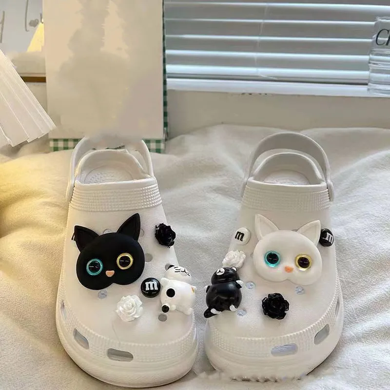 Lovely Cartoon Cat Hole Shoe Charms Decorations Eyes with Beautiful Pupils Shoes Buckle DIY 3D Hole Shoe Accessories