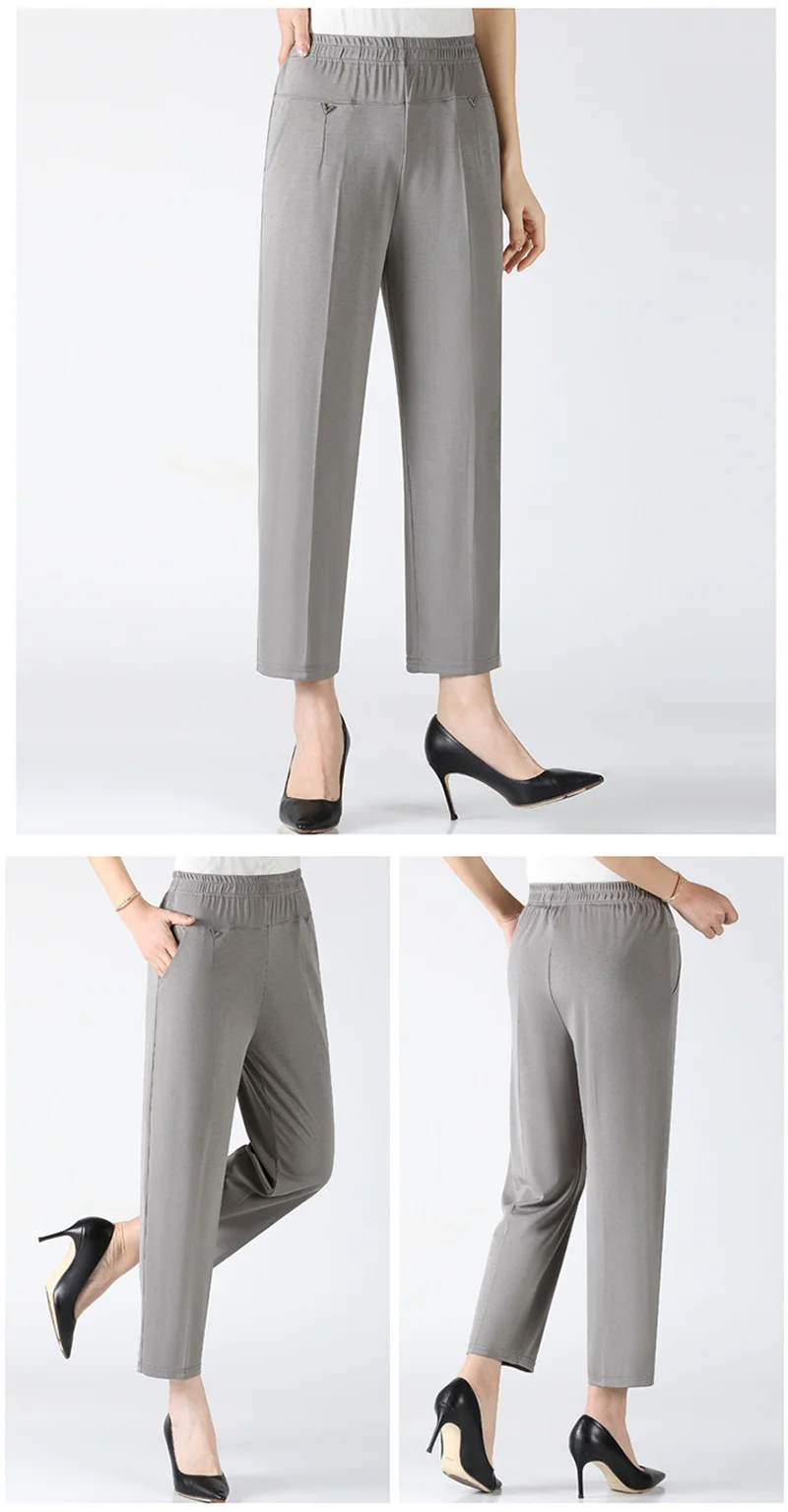 Women Pants 2025 New Summer Casual Loose Super Oversized Thin Elastic Waist Straight Pants Middle Aged Female Trousers 7XL 8XL