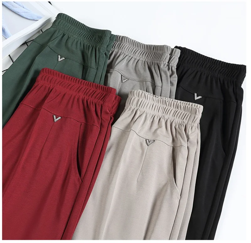 Women Pants 2025 New Summer Casual Loose Super Oversized Thin Elastic Waist Straight Pants Middle Aged Female Trousers 7XL 8XL