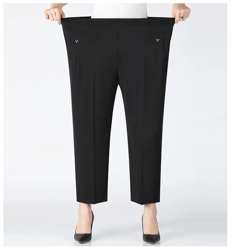 Women Pants 2025 New Summer Casual Loose Super Oversized Thin Elastic Waist Straight Pants Middle Aged Female Trousers 7XL 8XL