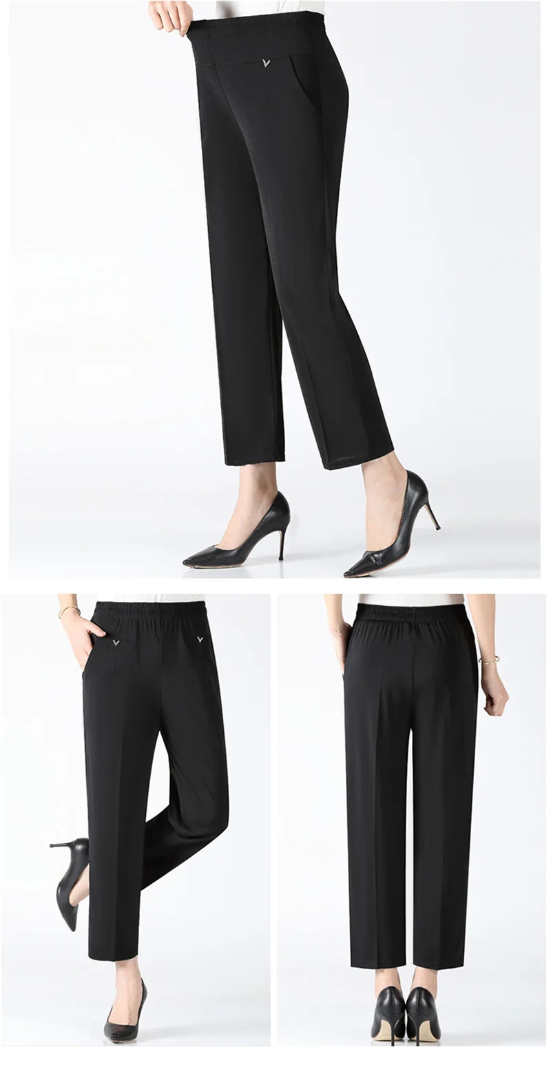 Women Pants 2025 New Summer Casual Loose Super Oversized Thin Elastic Waist Straight Pants Middle Aged Female Trousers 7XL 8XL