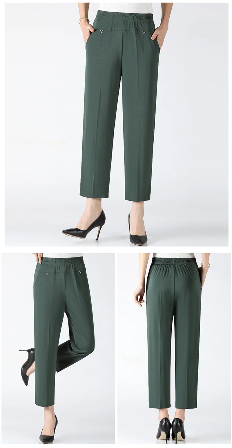 Women Pants 2025 New Summer Casual Loose Super Oversized Thin Elastic Waist Straight Pants Middle Aged Female Trousers 7XL 8XL