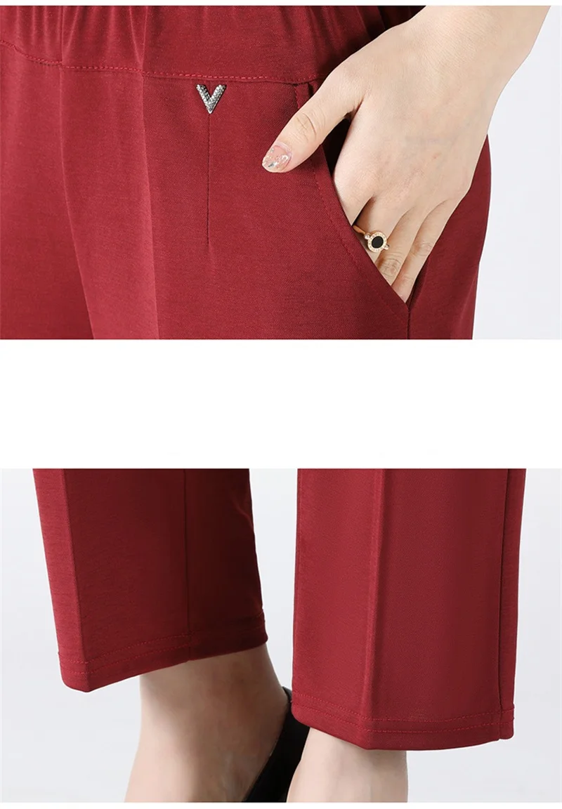 Women Pants 2025 New Summer Casual Loose Super Oversized Thin Elastic Waist Straight Pants Middle Aged Female Trousers 7XL 8XL