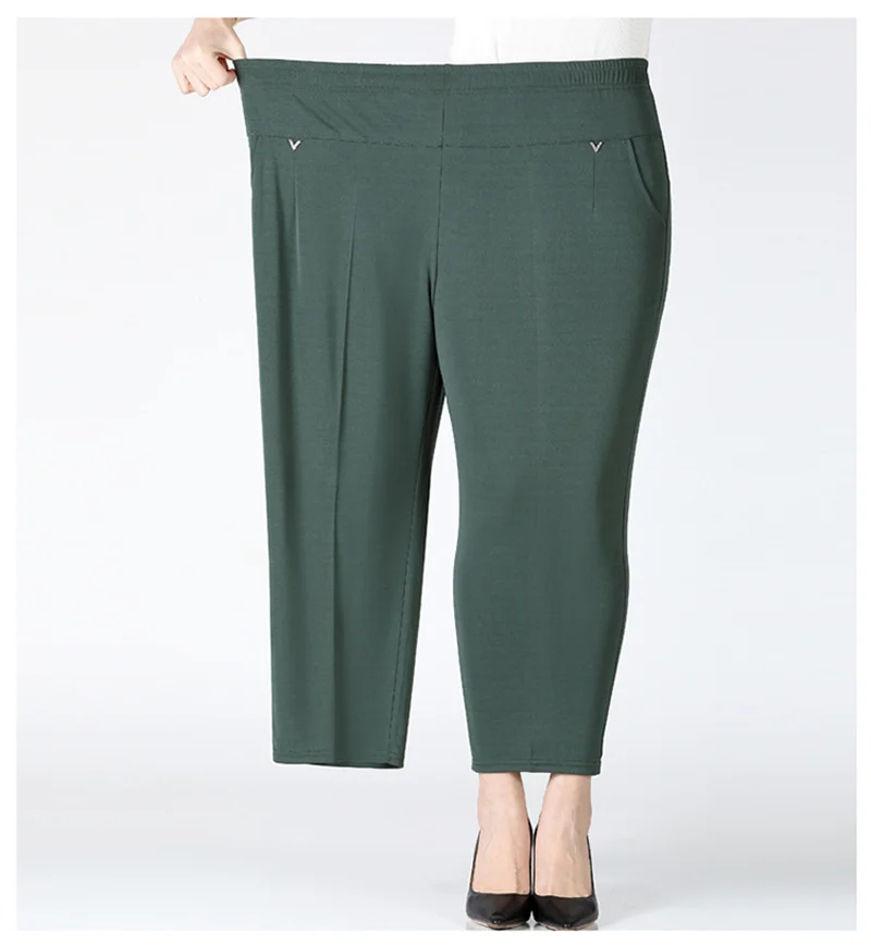 Women Pants 2025 New Summer Casual Loose Super Oversized Thin Elastic Waist Straight Pants Middle Aged Female Trousers 7XL 8XL