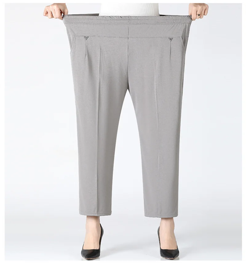 Women Pants 2025 New Summer Casual Loose Super Oversized Thin Elastic Waist Straight Pants Middle Aged Female Trousers 7XL 8XL