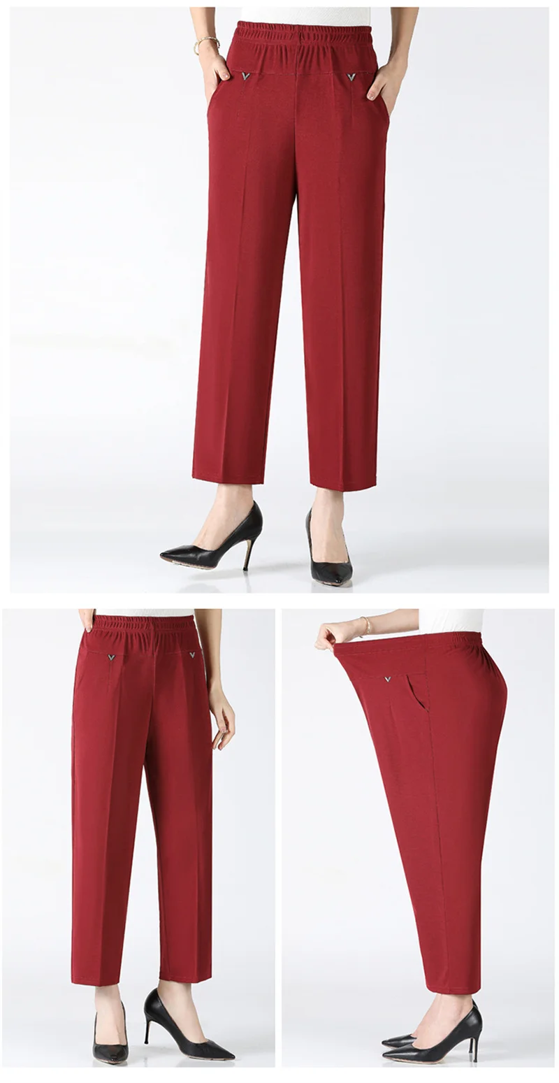 Women Pants 2025 New Summer Casual Loose Super Oversized Thin Elastic Waist Straight Pants Middle Aged Female Trousers 7XL 8XL