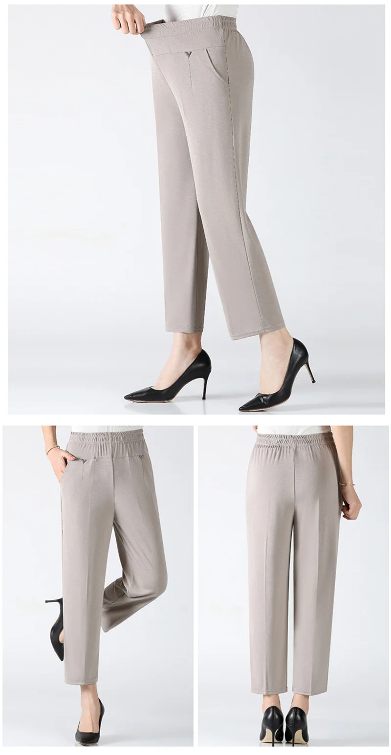 Women Pants 2025 New Summer Casual Loose Super Oversized Thin Elastic Waist Straight Pants Middle Aged Female Trousers 7XL 8XL