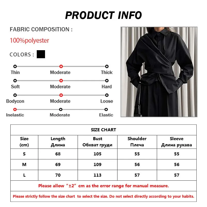 Oymimi Elegant Black Lapel Women's Blouse Fashion Long Sleeve Solid Shirts Casual Single Breasted Asymmetrical Blouses Female
