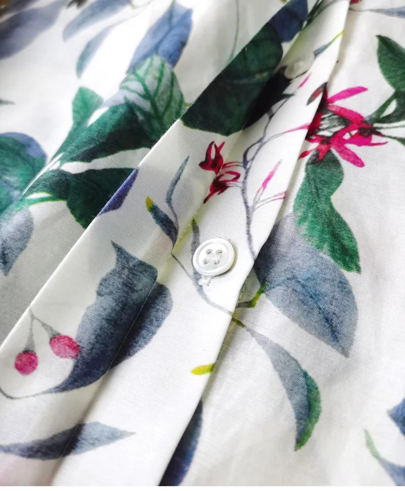 Birdtree 30% Silk 70%Cotton Shirt Women's Lapel Vintage Long Sleeves French Resort Style Loose Blouse Spring New T41118QD