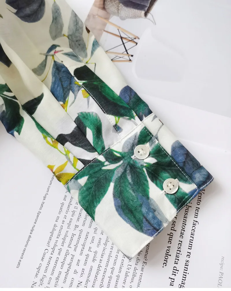 Birdtree 30% Silk 70%Cotton Shirt Women's Lapel Vintage Long Sleeves French Resort Style Loose Blouse Spring New T41118QD