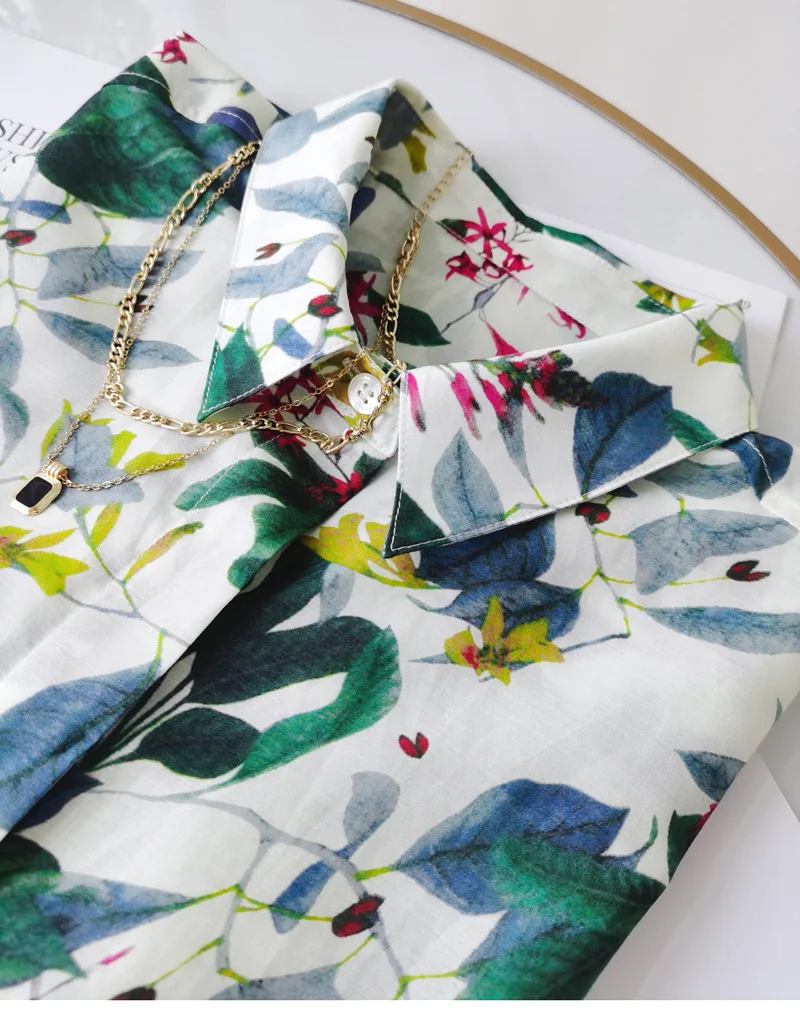 Birdtree 30% Silk 70%Cotton Shirt Women's Lapel Vintage Long Sleeves French Resort Style Loose Blouse Spring New T41118QD