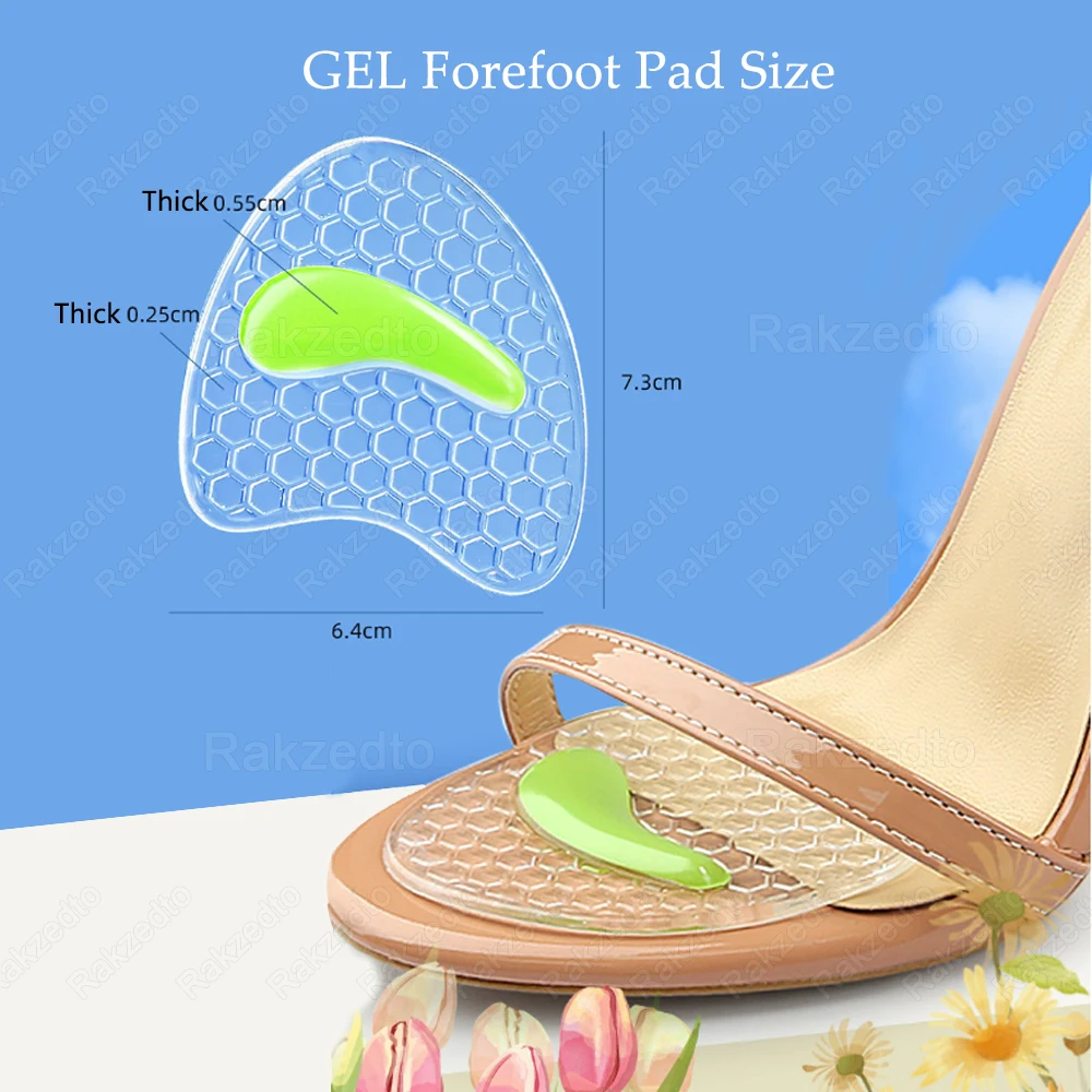 6pcs Silicone Shoe Pads for Women Shoes Inserts Non-Slip Gel Forefoot Pads High Heels Sandals Anti-Slip Self-Adhesive Insoles