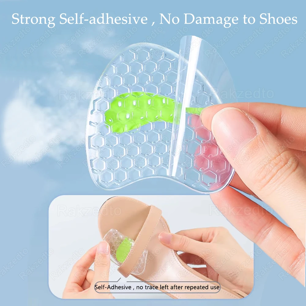 6pcs Silicone Shoe Pads for Women Shoes Inserts Non-Slip Gel Forefoot Pads High Heels Sandals Anti-Slip Self-Adhesive Insoles