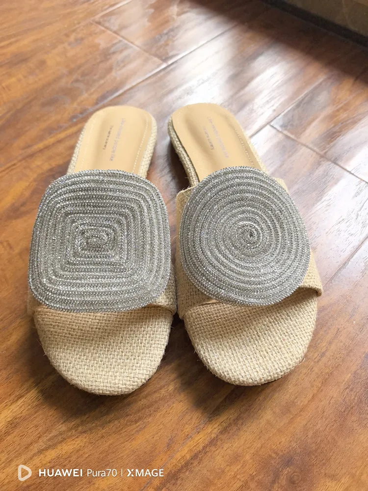 MKKHOU Fashion Sandals Women's New High Quality Linen Flat Bottom Slippers Minimalist Outdoor Slippers Beach Shoes