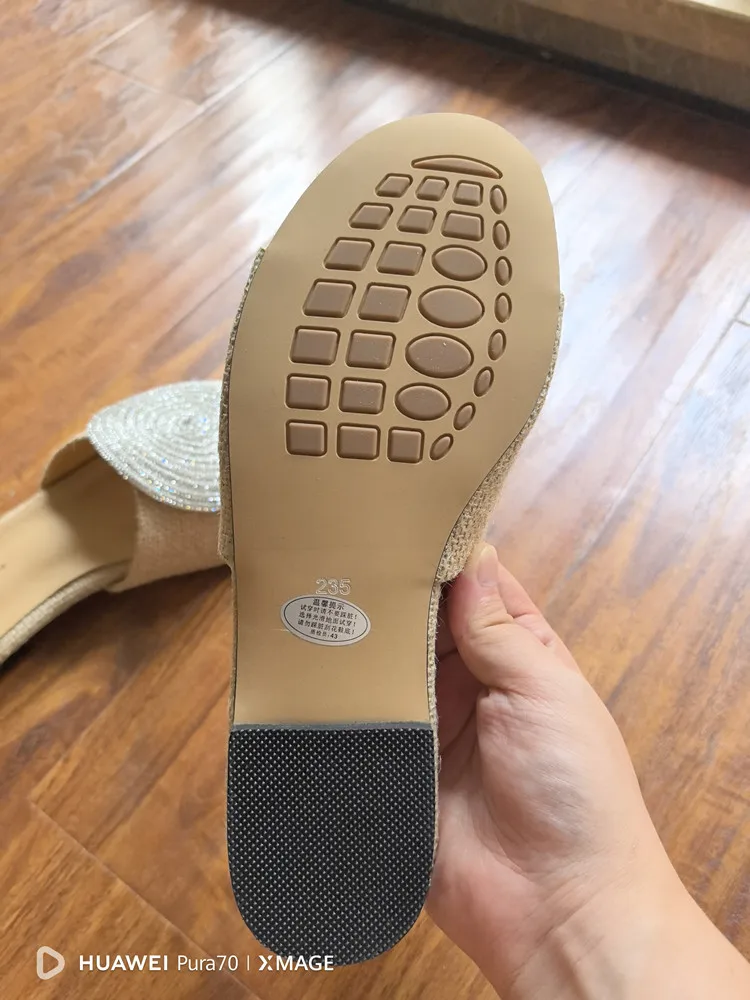 MKKHOU Fashion Sandals Women's New High Quality Linen Flat Bottom Slippers Minimalist Outdoor Slippers Beach Shoes