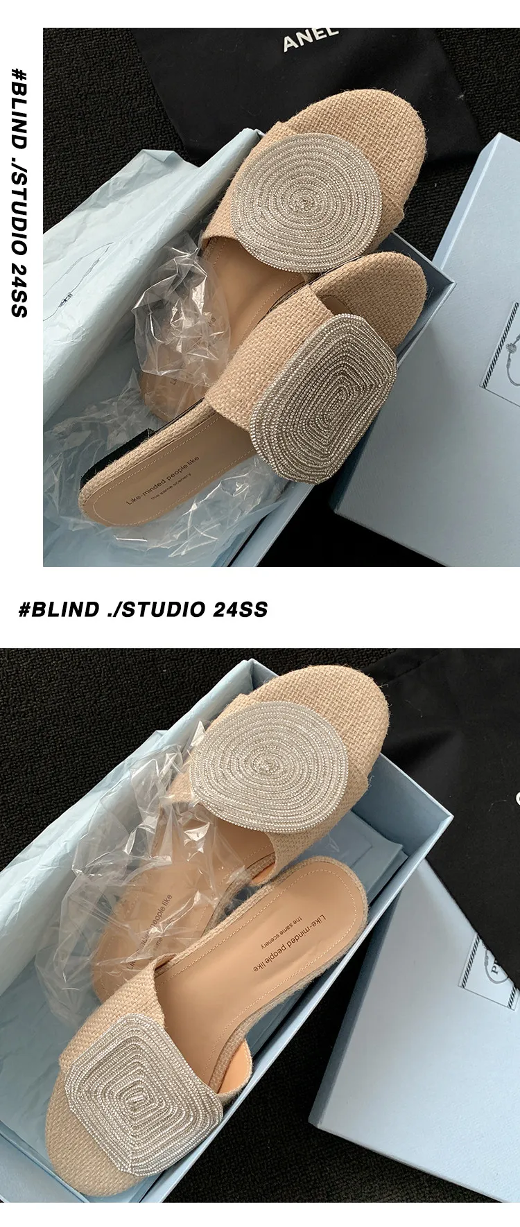 MKKHOU Fashion Sandals Women's New High Quality Linen Flat Bottom Slippers Minimalist Outdoor Slippers Beach Shoes