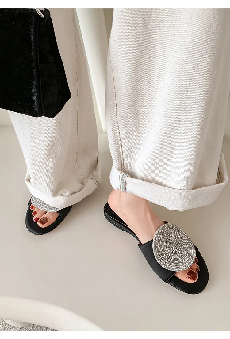 MKKHOU Fashion Sandals Women's New High Quality Linen Flat Bottom Slippers Minimalist Outdoor Slippers Beach Shoes