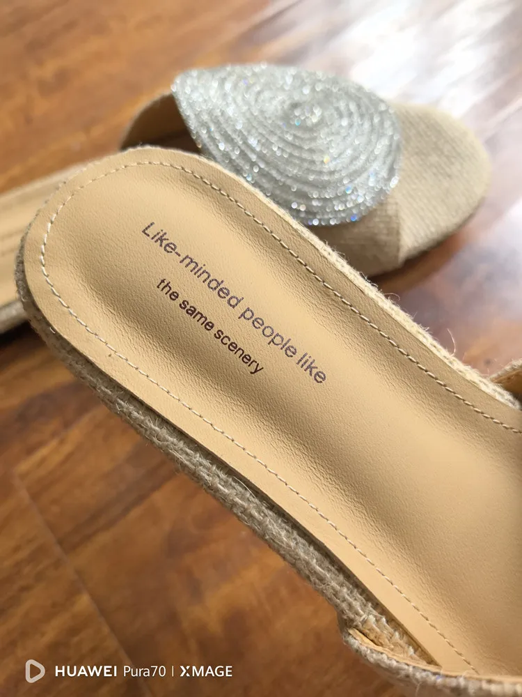 MKKHOU Fashion Sandals Women's New High Quality Linen Flat Bottom Slippers Minimalist Outdoor Slippers Beach Shoes