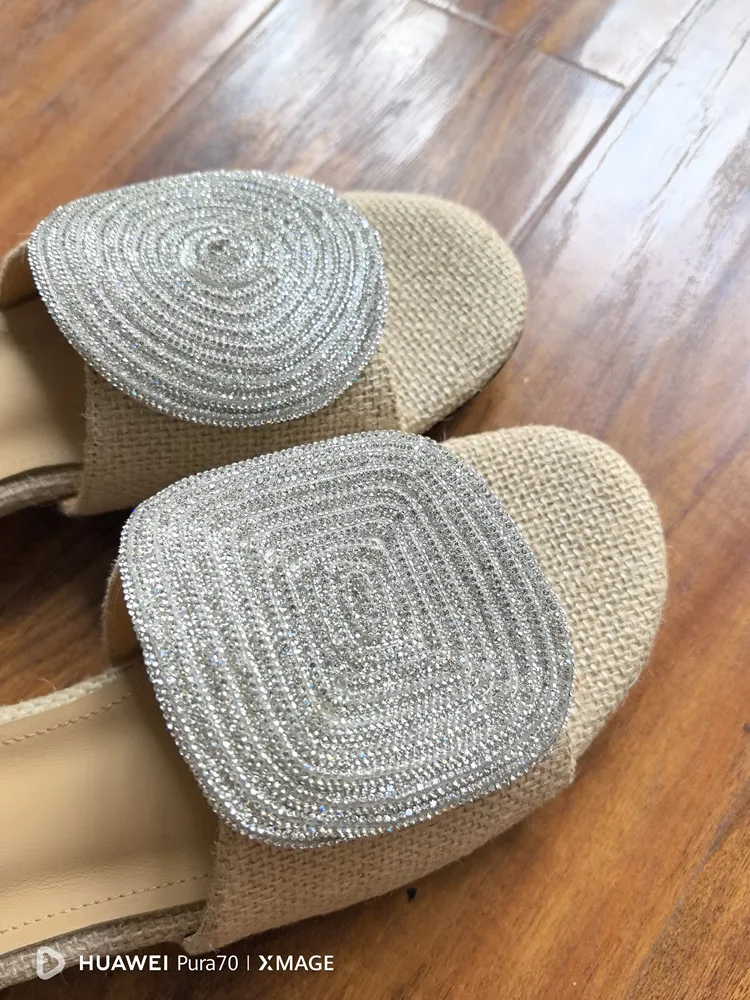 MKKHOU Fashion Sandals Women's New High Quality Linen Flat Bottom Slippers Minimalist Outdoor Slippers Beach Shoes