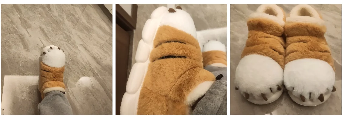 New Tiger Paw Slippers Woman Men Winter Furry Booties Women's Fuzzy Home Shoes Size 44 45 Girls Chrismas Slippers Drop Shipping