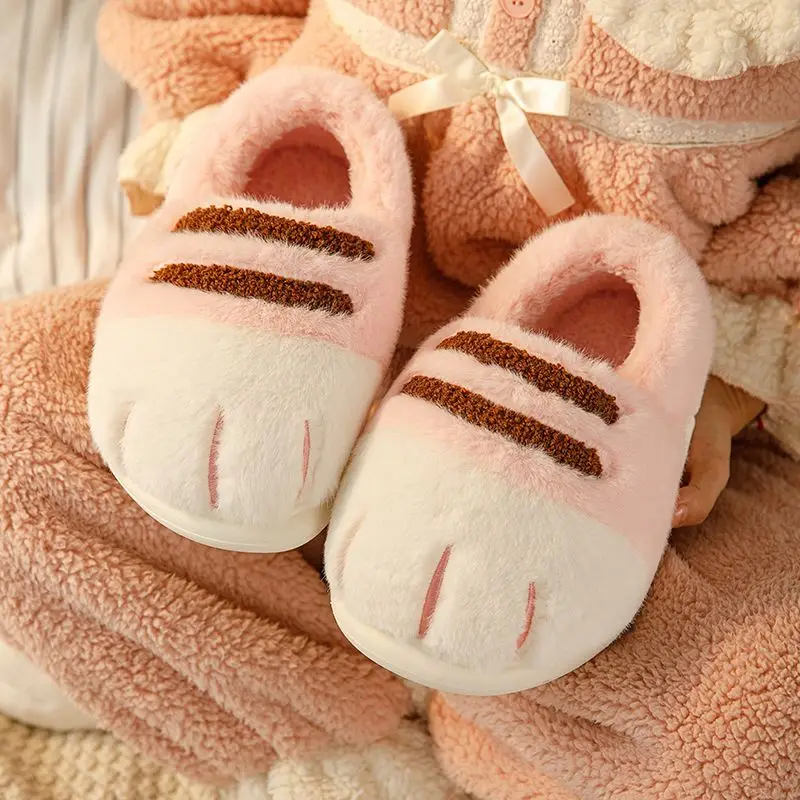 New Tiger Paw Slippers Woman Men Winter Furry Booties Women's Fuzzy Home Shoes Size 44 45 Girls Chrismas Slippers Drop Shipping