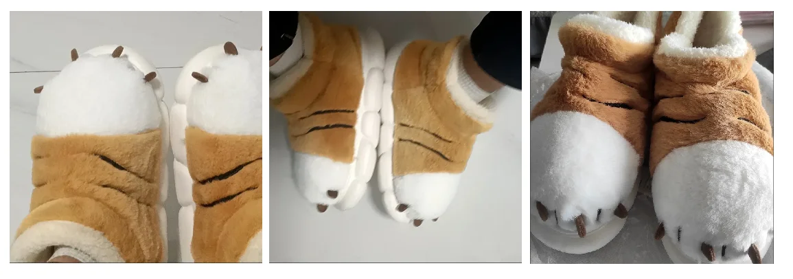 New Tiger Paw Slippers Woman Men Winter Furry Booties Women's Fuzzy Home Shoes Size 44 45 Girls Chrismas Slippers Drop Shipping