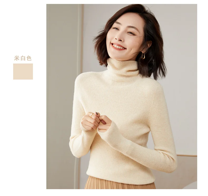 WinvyNee Women Clothing Merino Wool Sweater Slim Long Sleeve Top Turtleneck Jumper Soft Warm Knitted Pullover Autumn A1263004
