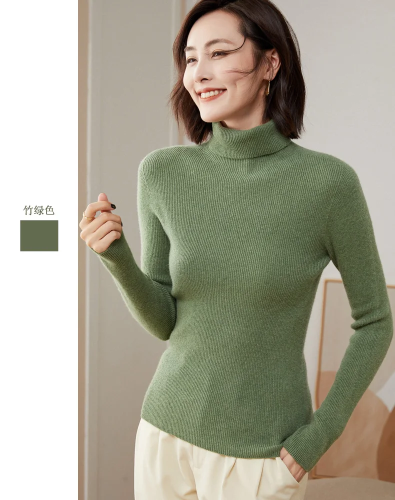 WinvyNee Women Clothing Merino Wool Sweater Slim Long Sleeve Top Turtleneck Jumper Soft Warm Knitted Pullover Autumn A1263004