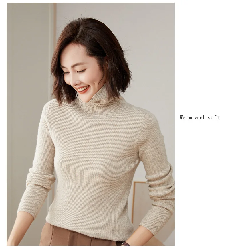WinvyNee Women Clothing Merino Wool Sweater Slim Long Sleeve Top Turtleneck Jumper Soft Warm Knitted Pullover Autumn A1263004