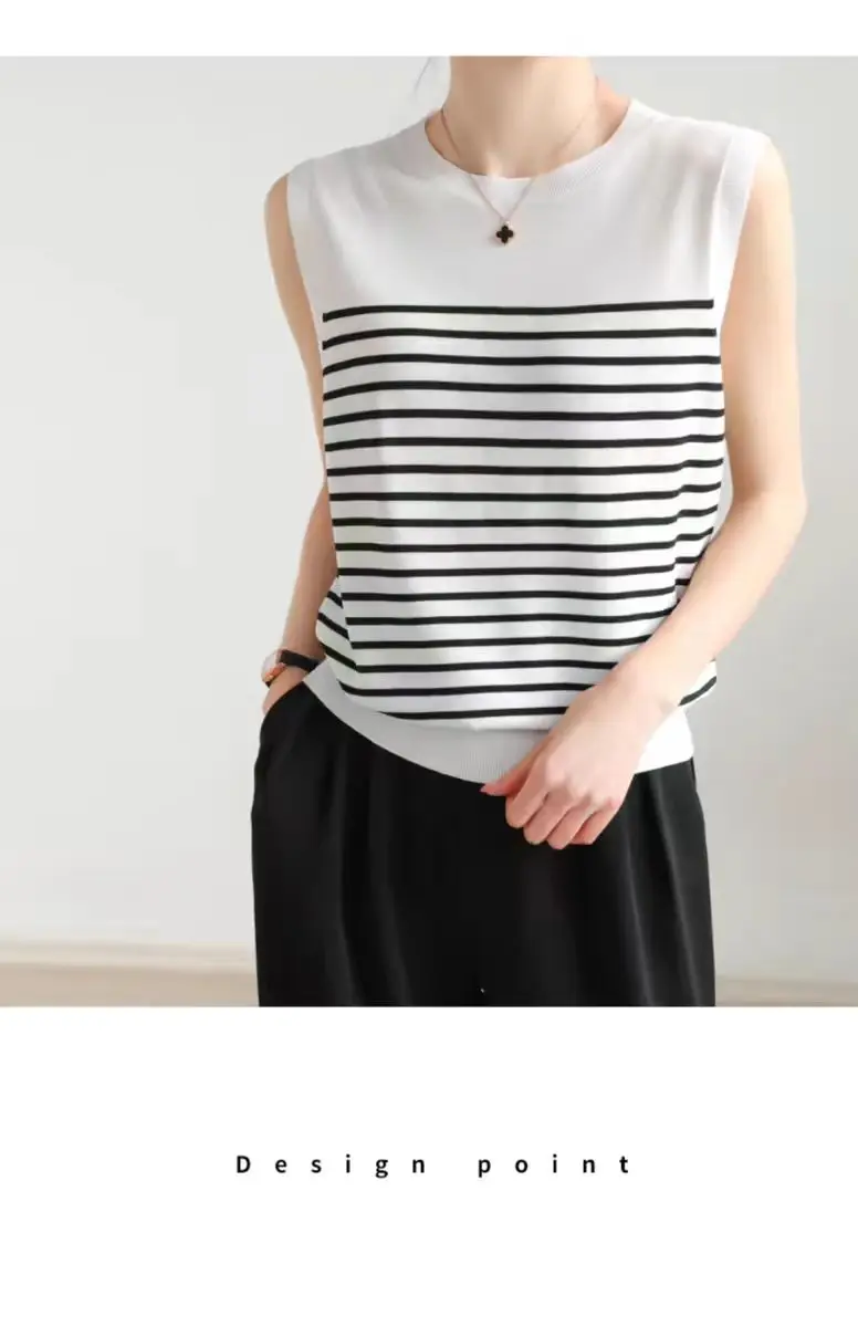 WinvyNee Summer Women's 100% Cotton Striped Camis Tank Top Vest O Neck Basic Clothing Casual Crop Top Women Pullover C1102001